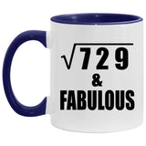 27th Birthday Square Root of 729 & Fabulous - 11oz Accent Mug Purple
