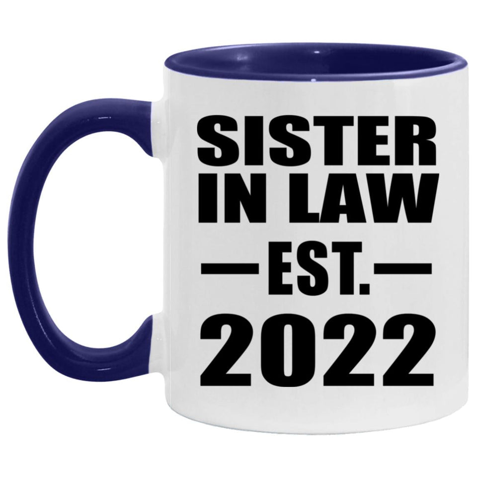 Sister In Law Established Est. 2022 - 11oz Accent Mug Purple