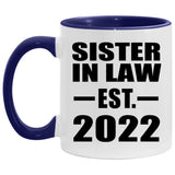 Sister In Law Established Est. 2022 - 11oz Accent Mug Purple