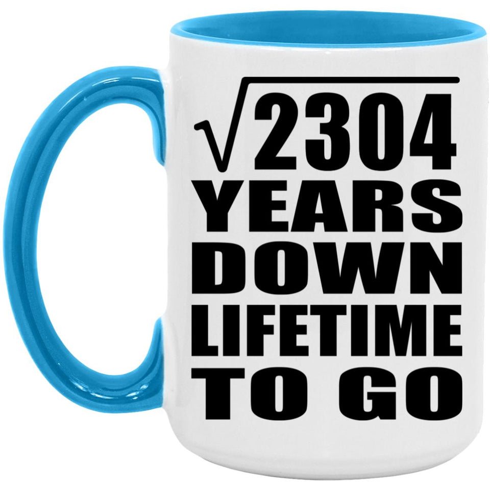 48th Anniversary Square Root of 2304 Years Lifetime To Go - 15oz Accent Mug Blue