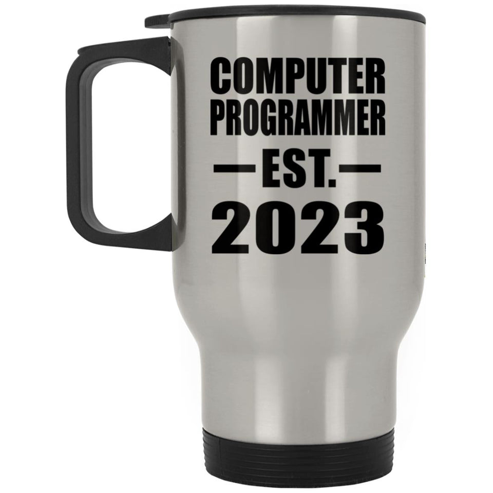 Computer Programmer Established EST. 2023 - Silver Travel Mug