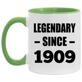 115th Birthday Legendary Since 1909 - 11oz Accent Mug Green