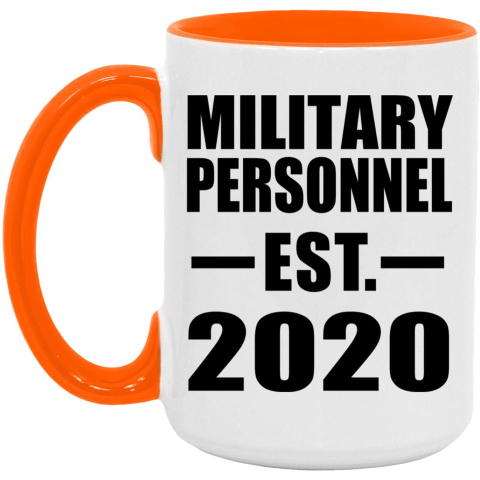 Military Personnel Established EST. 2020 - 15oz Accent Mug Orange