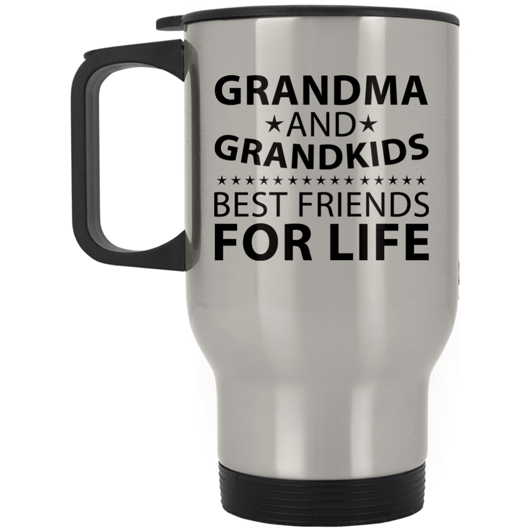 Grandma and Grandkids, Best Friends For Life - Silver Travel Mug