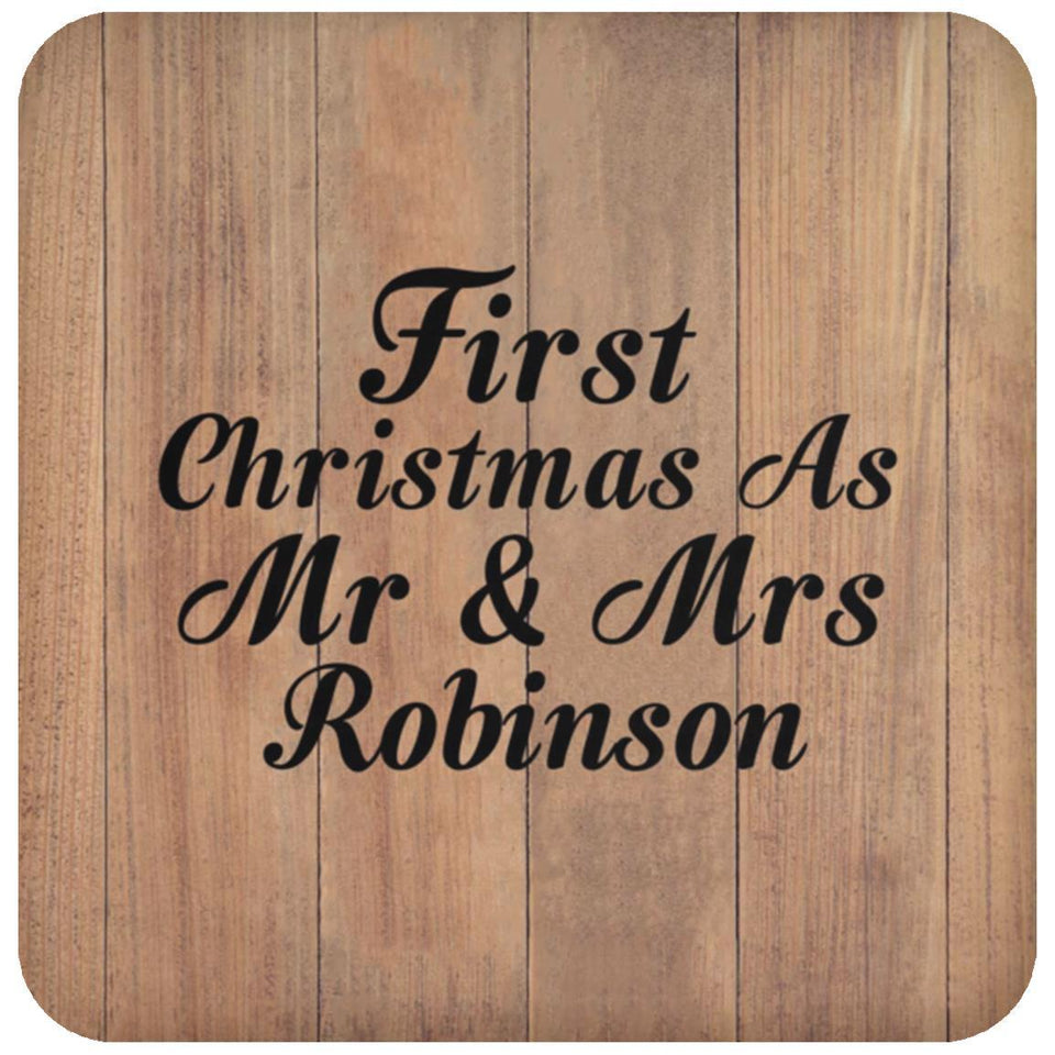 First Christmas As Mr & Mrs Robinson - Drink Coaster C