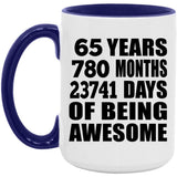 65th Birthday 65 Years 780 Months 23741 Days Of Awesome - 15oz Accent Mug Purple