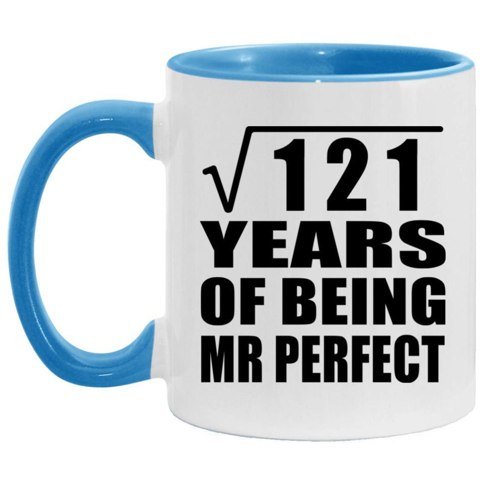 11th Anniversary Square Root of 121 Years of Mr Perfect - 11oz Accent Mug Blue
