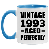 31st Birthday Vintage 1993 Aged Perfectly - 11oz Accent Mug Blue