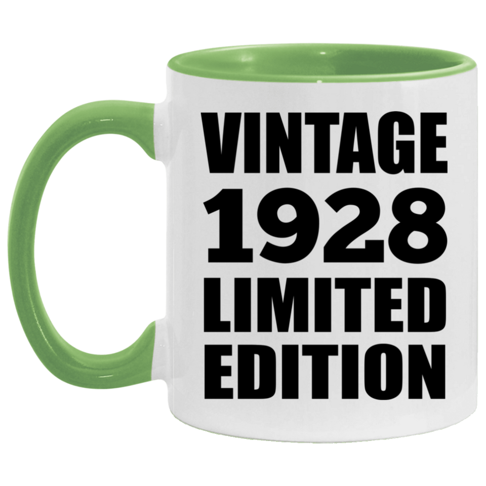 96th Birthday Vintage 1928 Limited Edition - 11oz Accent Mug Green