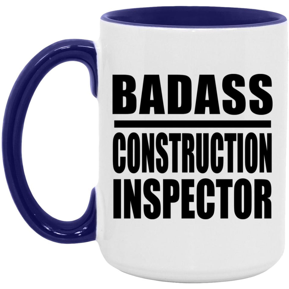 Badass Construction Inspector - 15oz Accent Mug Purple