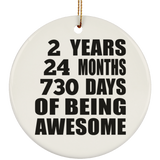 2nd Birthday 2 Years 24 Months 730 Days Of Awesome - Circle Ornament
