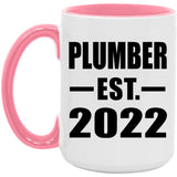 Plumber Established EST. 2022 - 15oz Accent Mug Pink
