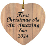 First Christmas As An Amazing Son 2024 - Heart Ornament C