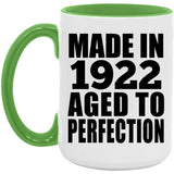 102nd Birthday Made In 1922 Aged to Perfection - 15oz Accent Mug Green