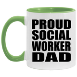 Proud Social Worker Dad - 11oz Accent Mug Green