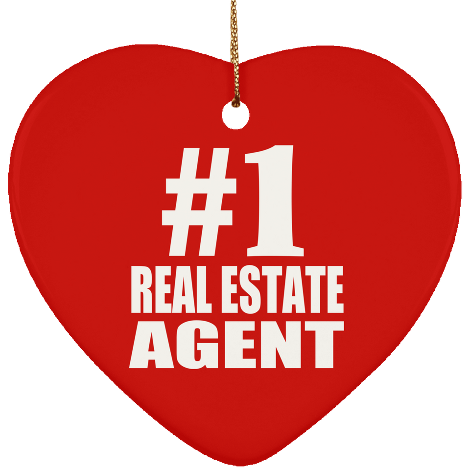 Number One #1 Real Estate Agent - Heart Ornament