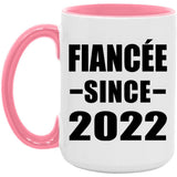 Fiancee Since 2022 - 15oz Accent Mug Pink