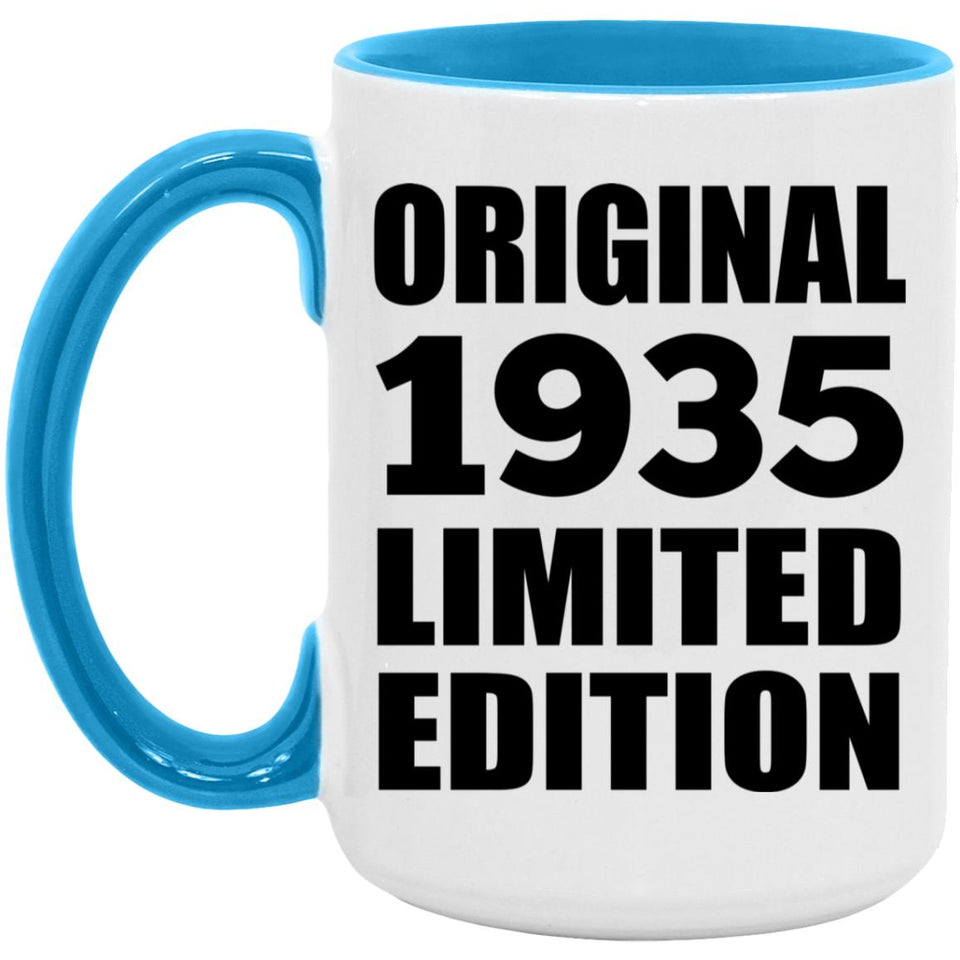 89th Birthday Original 1935 Limited Edition - 15oz Accent Mug Blue