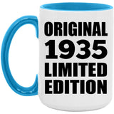 89th Birthday Original 1935 Limited Edition - 15oz Accent Mug Blue
