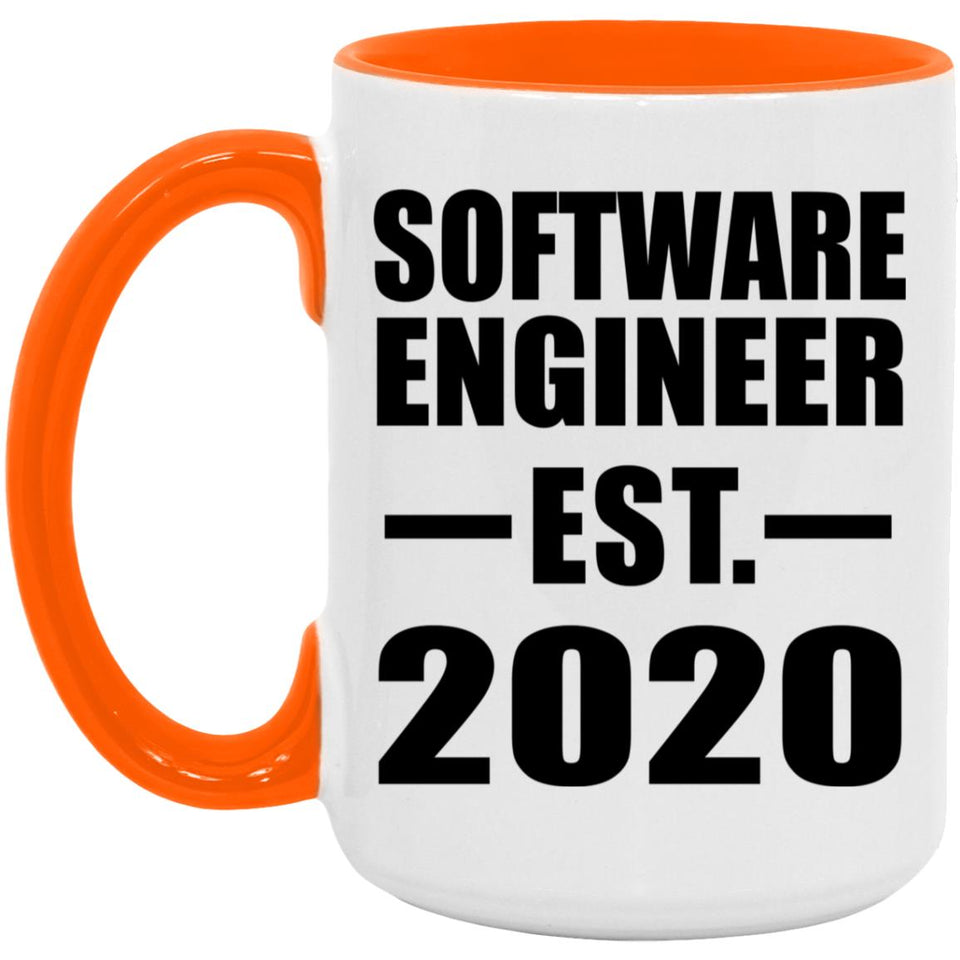 Software Engineer Established EST. 2020 - 15oz Accent Mug Orange