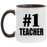 Number One #1 Teacher - 11oz Accent Mug Black