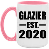 Glazier Established EST. 2020 - 15oz Accent Mug Pink