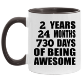 2nd Birthday 2 Years 24 Months 730 Days Of Awesome - 11oz Accent Mug Black