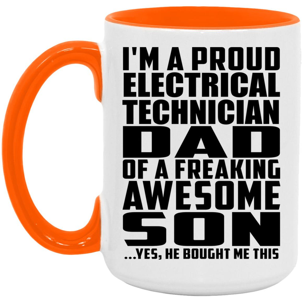 Proud Electrical Technician Dad Of Awesome Son - 15oz Accent Mug Orange