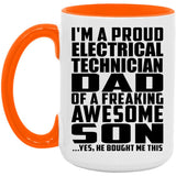 Proud Electrical Technician Dad Of Awesome Son - 15oz Accent Mug Orange
