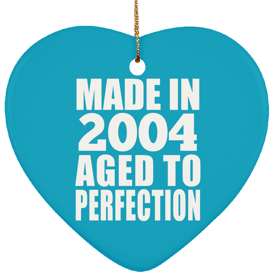 20th Birthday Made In 2004 Aged to Perfection - Heart Ornament