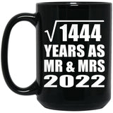 38th Anniversary Square Root of 1444 Years As Mr & Mrs 2022 - 15oz Coffee Mug Black