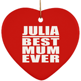 Julia Best Mum Ever - Heart Ornament