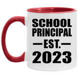 School Principal Established EST. 2023 - 11oz Accent Mug Red