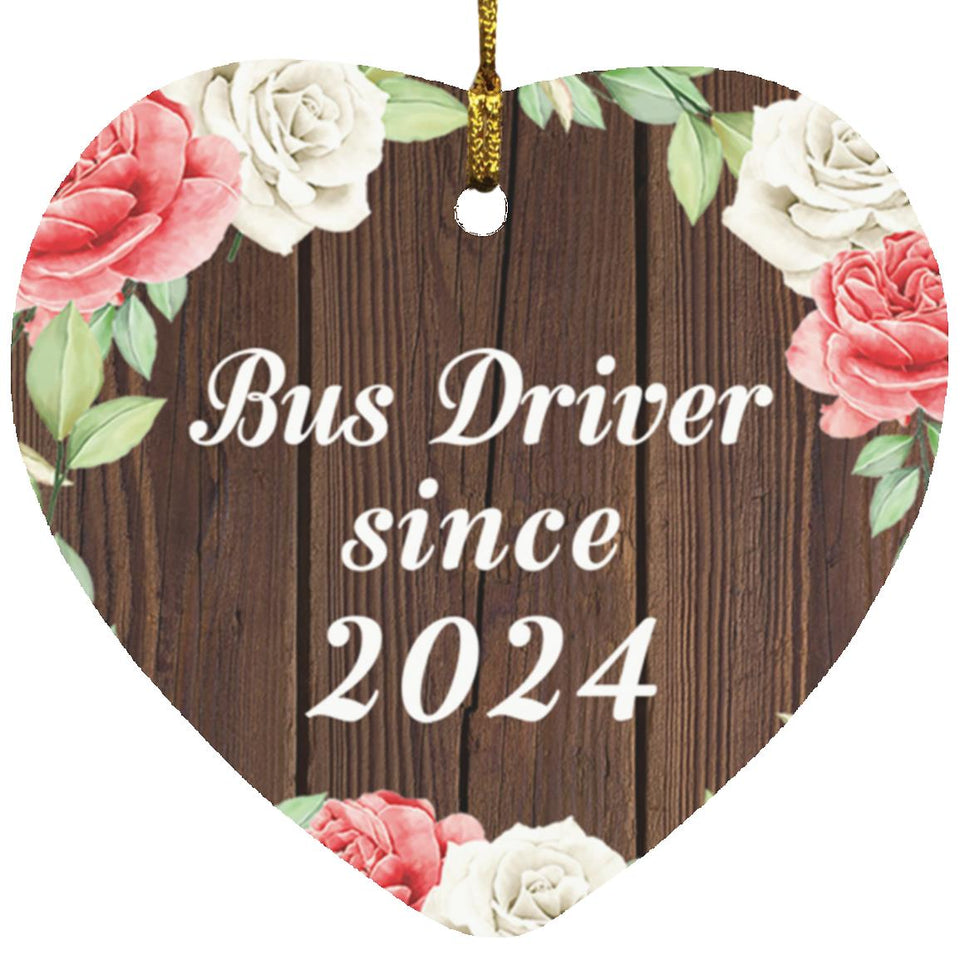 Bus Driver Since 2024 - Heart Ornament A