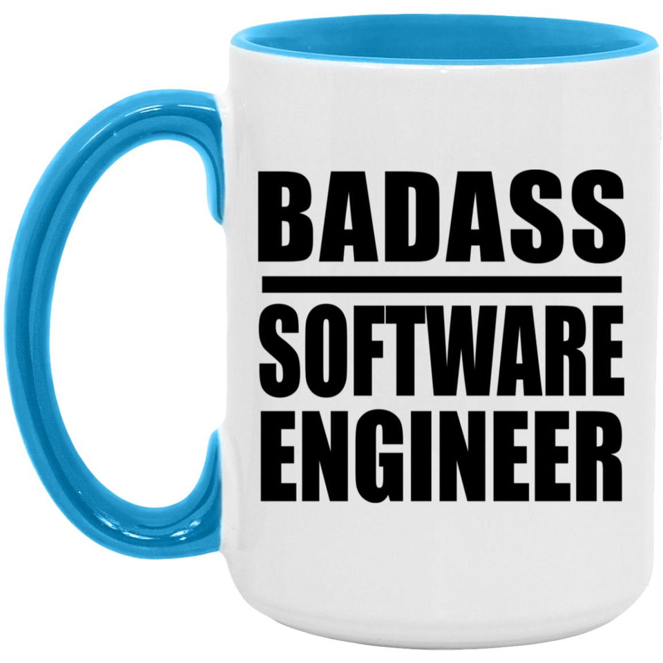 Badass Software Engineer - 15oz Accent Mug Blue