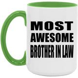 Most Awesome Brother In Law - 15oz Accent Mug Green