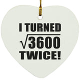 120th Birthday I Turned Square Root of 3600 Twice - Heart Ornament