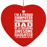 Proud Computer Programmer Dad Of Awesome Daughter - Heart Ornament