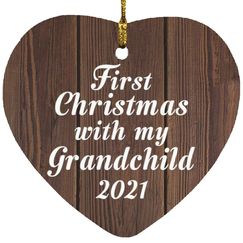 First Christmas With My Grandchild 2021 - Heart Ornament D