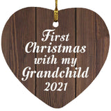 First Christmas With My Grandchild 2021 - Heart Ornament D