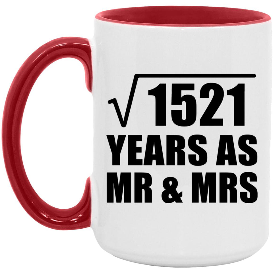 39th Anniversary Square Root of 1521 Years As Mr & Mrs - 15oz Accent Mug Red