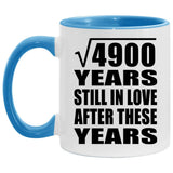 70th Anniversary Square Root of 4900 Years Still In Love - 11oz Accent Mug Blue