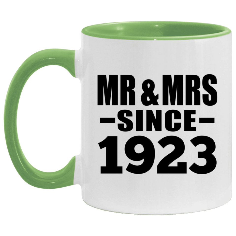 101st Anniversary Mr & Mrs Since 1923 - 11oz Accent Mug Green