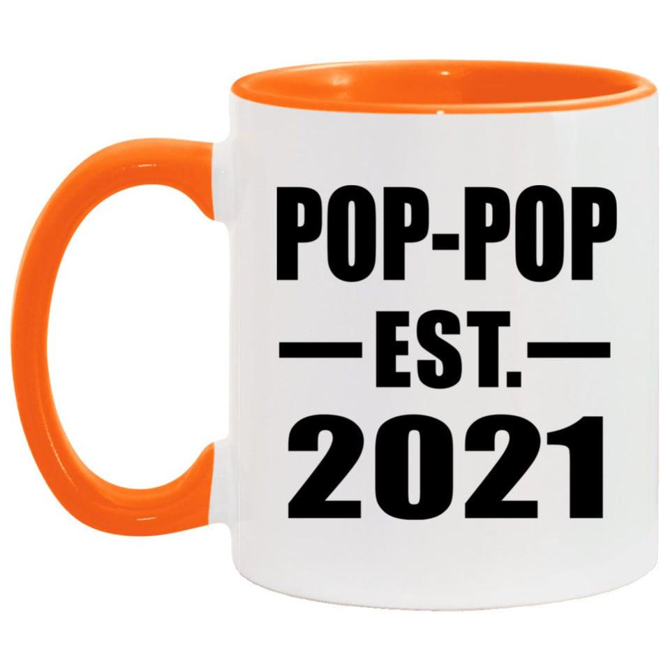 Pop-Pop Established EST. 2021 - 11oz Accent Mug Orange