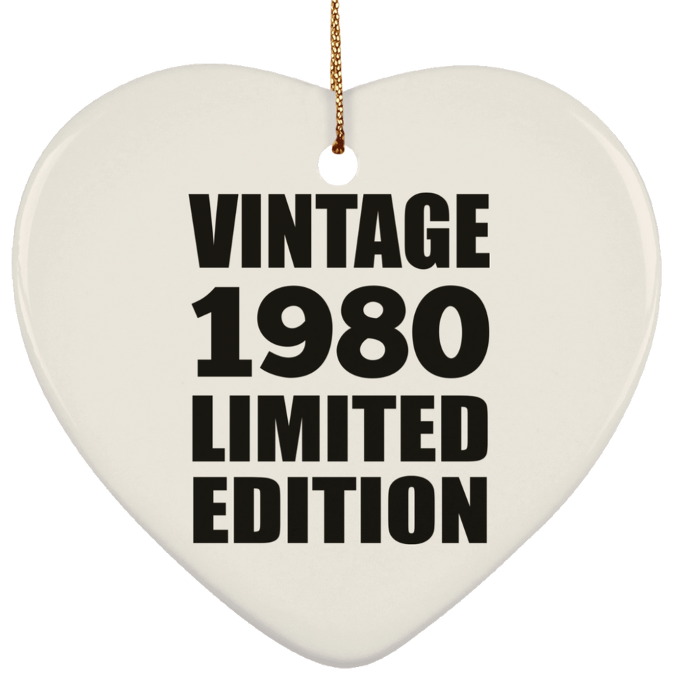 44th Birthday Vintage 1980 Limited Edition - Heart Ornament