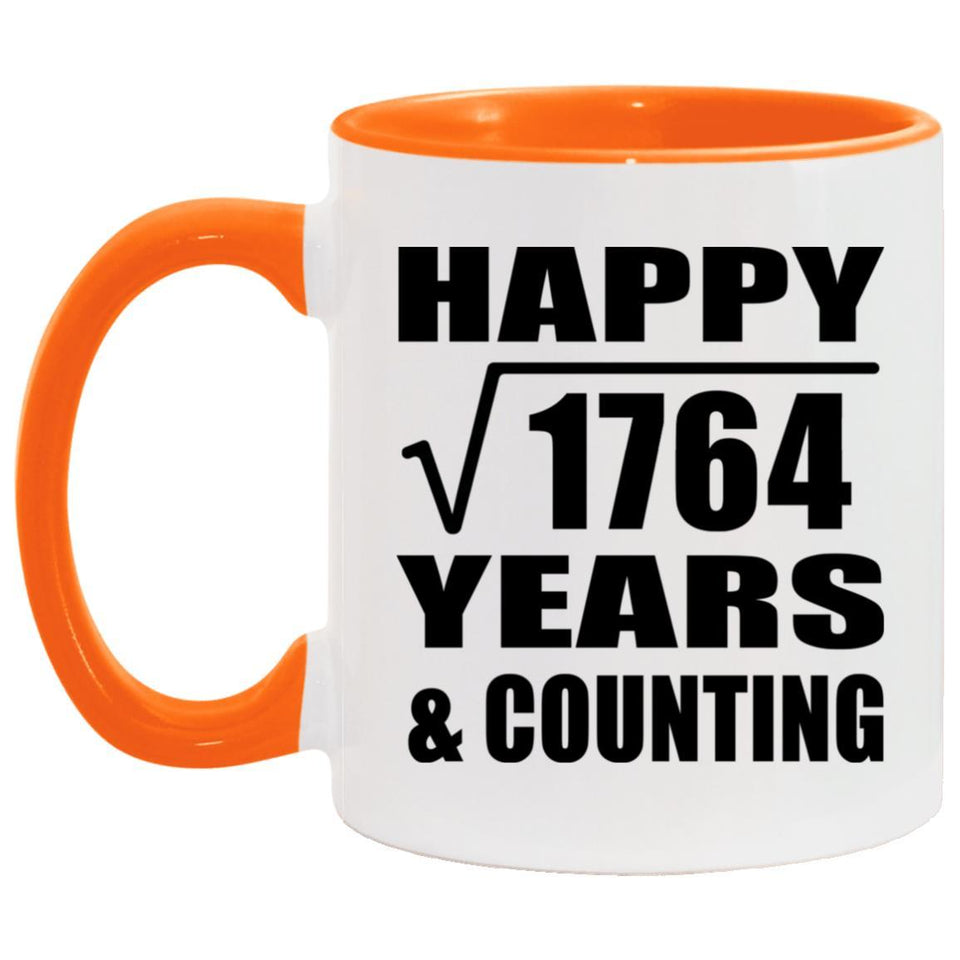 Happy 42nd Anniversary Square Root of 1764 Years & Counting - 11oz Accent Mug Orange
