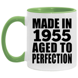 69th Birthday Made In 1955 Aged to Perfection - 11oz Accent Mug Green