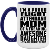 Proud Flight Attendant Mom Of Awesome Daughter - 15oz Accent Mug Purple