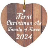 First Christmas As Family Of Three 2024 - Heart Ornament E
