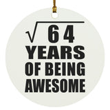 8th Birthday Square Root of 64 Years of Being Awesome - Circle Ornament